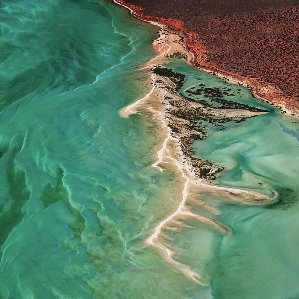 Luftfotografie von Erde, Land, Meer -  Großes Foto, 40 x 60 Zoll, ungerahmt (Grau), Abstract Photograph, von MAE Curates