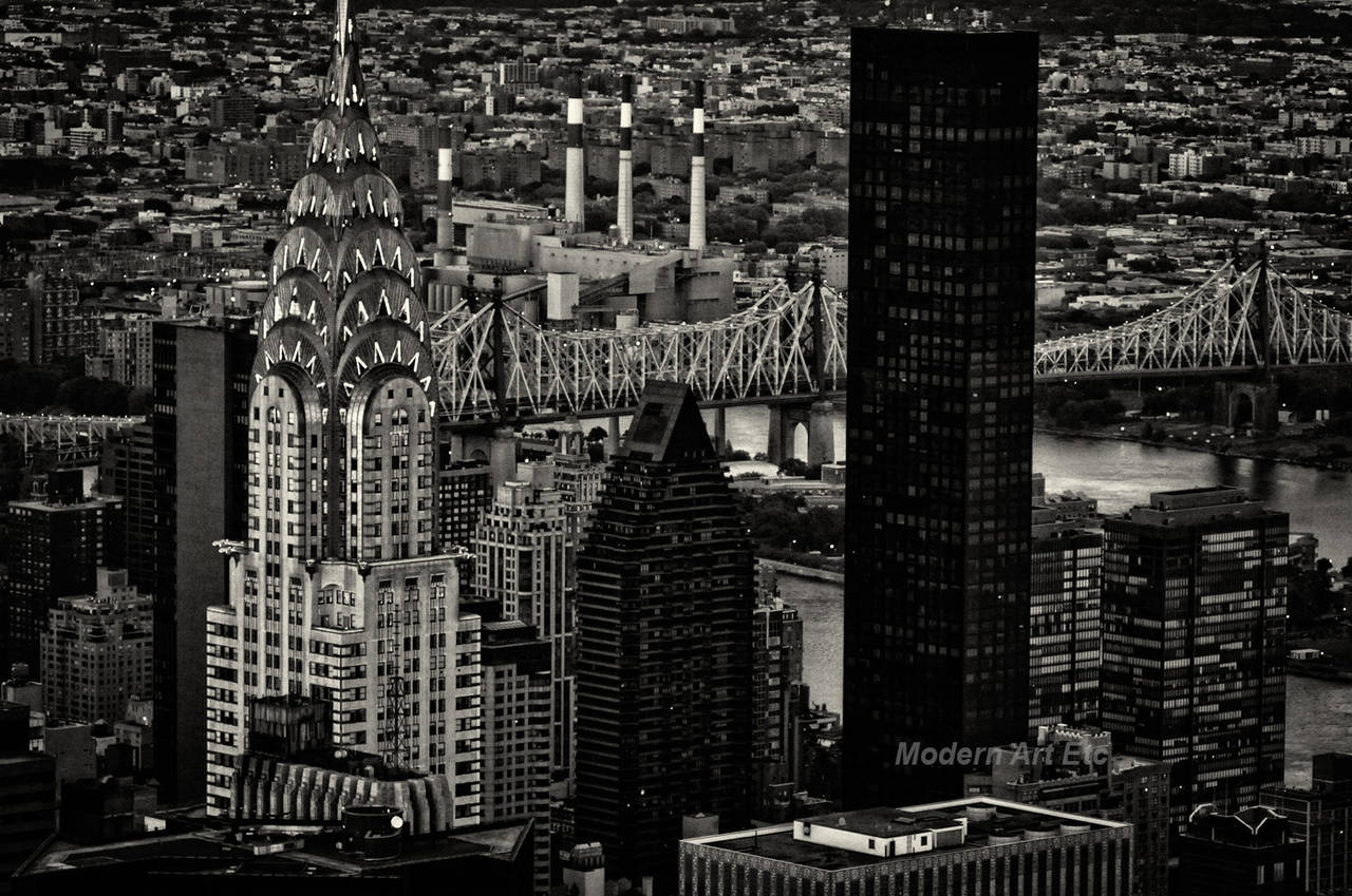 Photography - New York City landscape art photography black and white, Bridges - Black Landscape Photograph by Alejandro Cerutti
