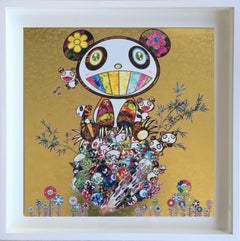 Offset print - Panda Family (Gold)  - complimentary framing in LA