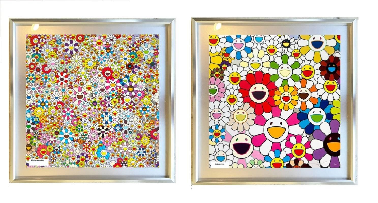 Flowers Blooming in this World and the Land of Nirvana 3 - encadré sur mesure - Print de Takashi Murakami