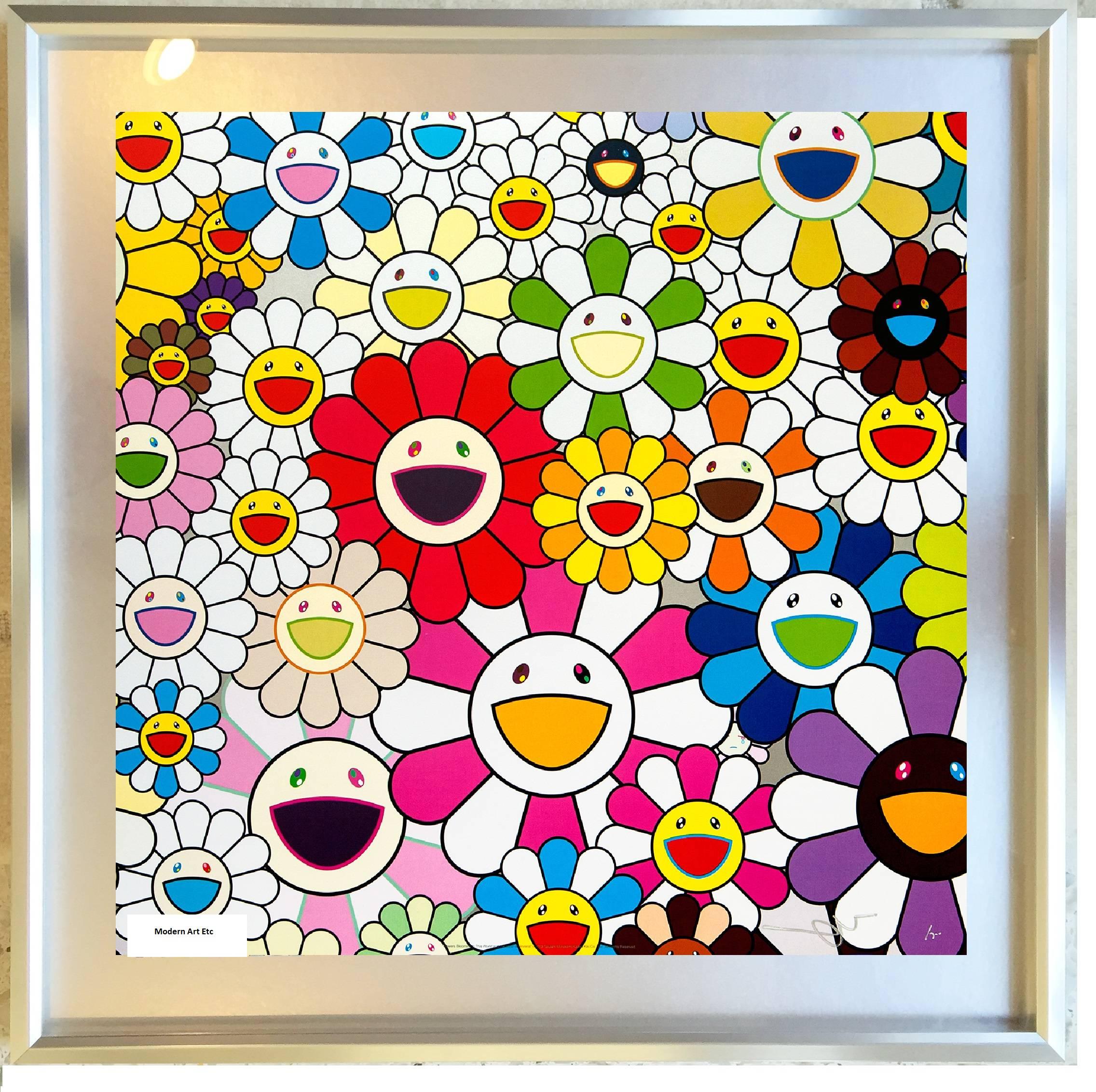 Flowers Blooming in this World and the Land of Nirvana 3 - encadré sur mesure - Contemporain Print par Takashi Murakami