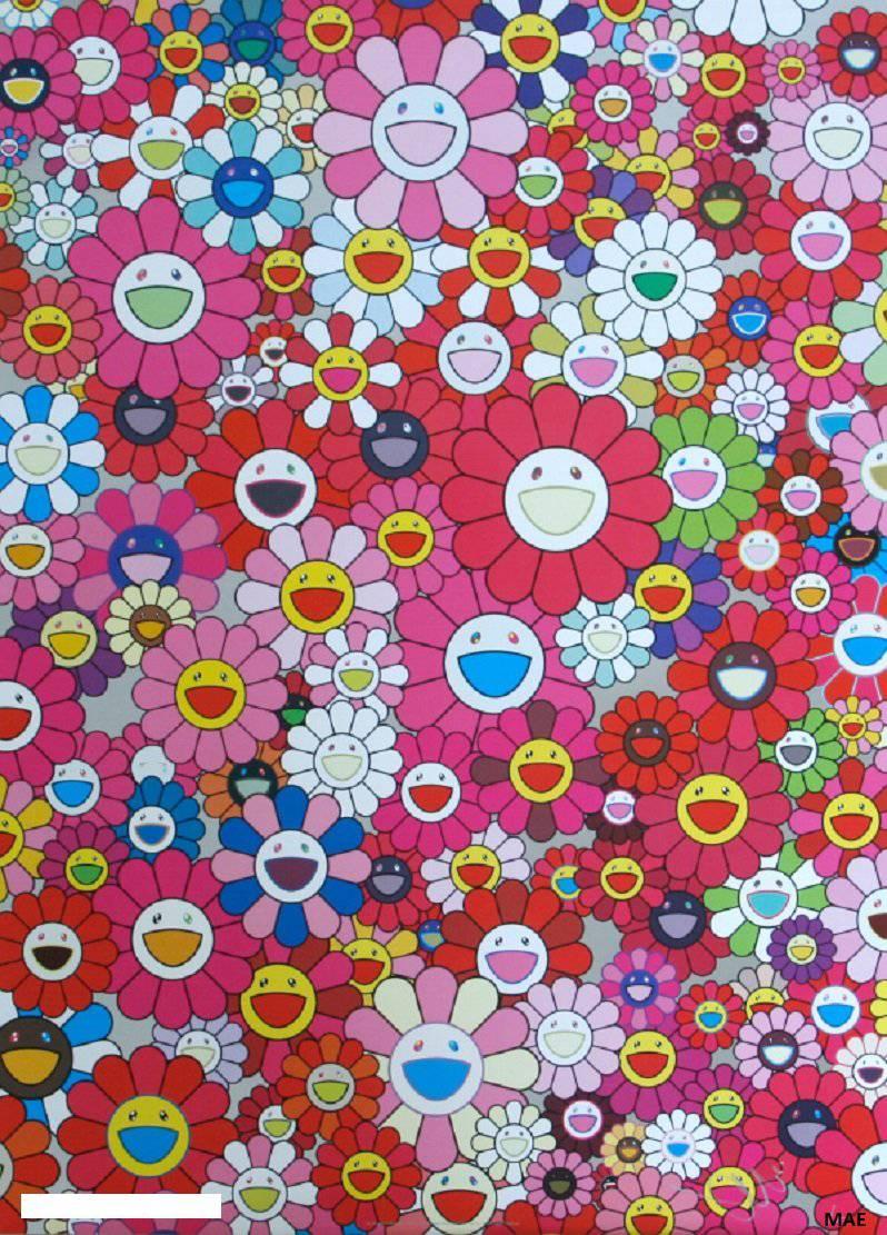 Takashi Murakami Abstract Print - Murakami print with cold stamp, signed original - An Homage to Monopink, 1960 A