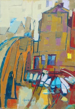 Oil on Canvas - #1100 Rental Boat by Bridge, Oxford, England