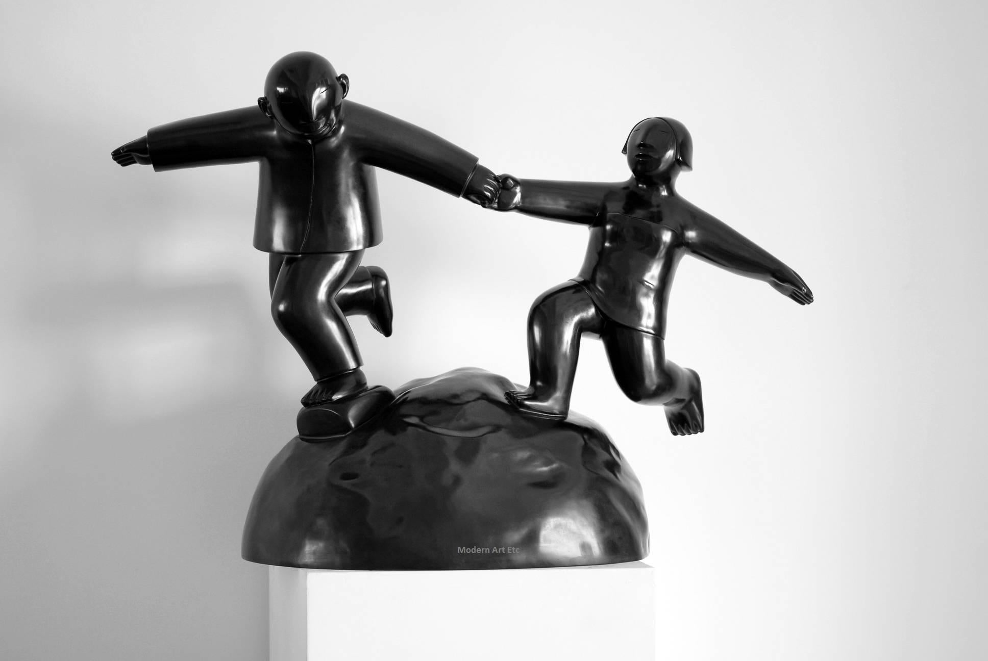 Xie Ai Ge Abstract Sculpture - Black Bronze series - Fuwang - You and Me