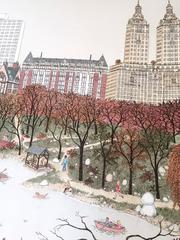 Etching - Central Park West, New York (hand-painted etching)