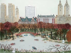 Etching - Central Park West, New York (hand-painted etching)