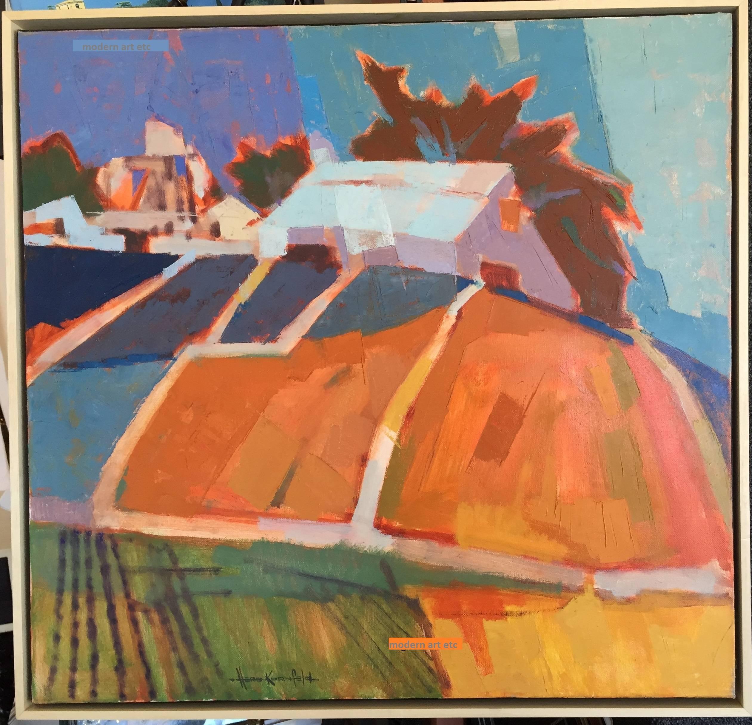 Herb Kornfeld Landscape Painting - Painting - California Landscapes Series  (Orange Field), Monterey California