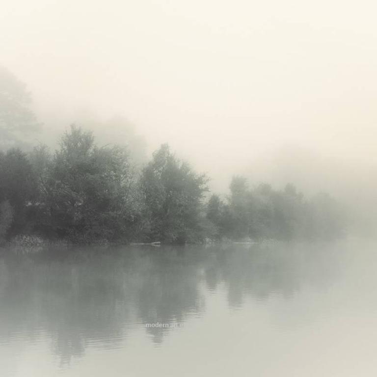 Photograph Lake In Fog Mountains Forest Lakes Nature Season