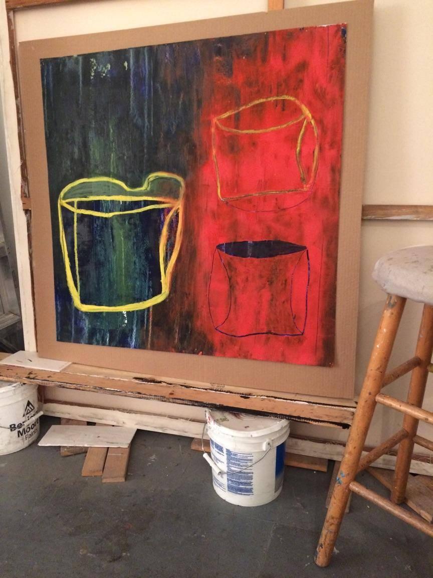 Ölgemälde - Gefäß Serie n. 1 - Gefäße Rot im Angebot 1