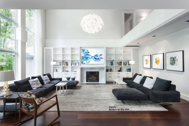 Mae Curates Large Abstract Art On Glass Color Ink And Oils In