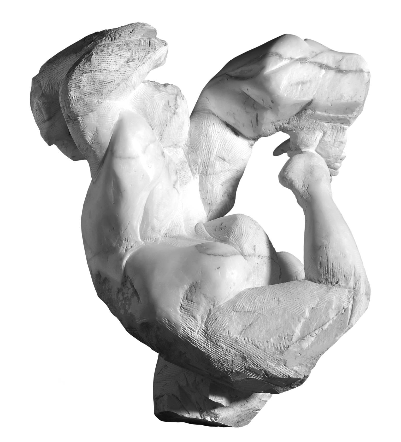 Contorsionista - hand carved Italian marble sculpture - Sculpture by Lorenzo Vignoli