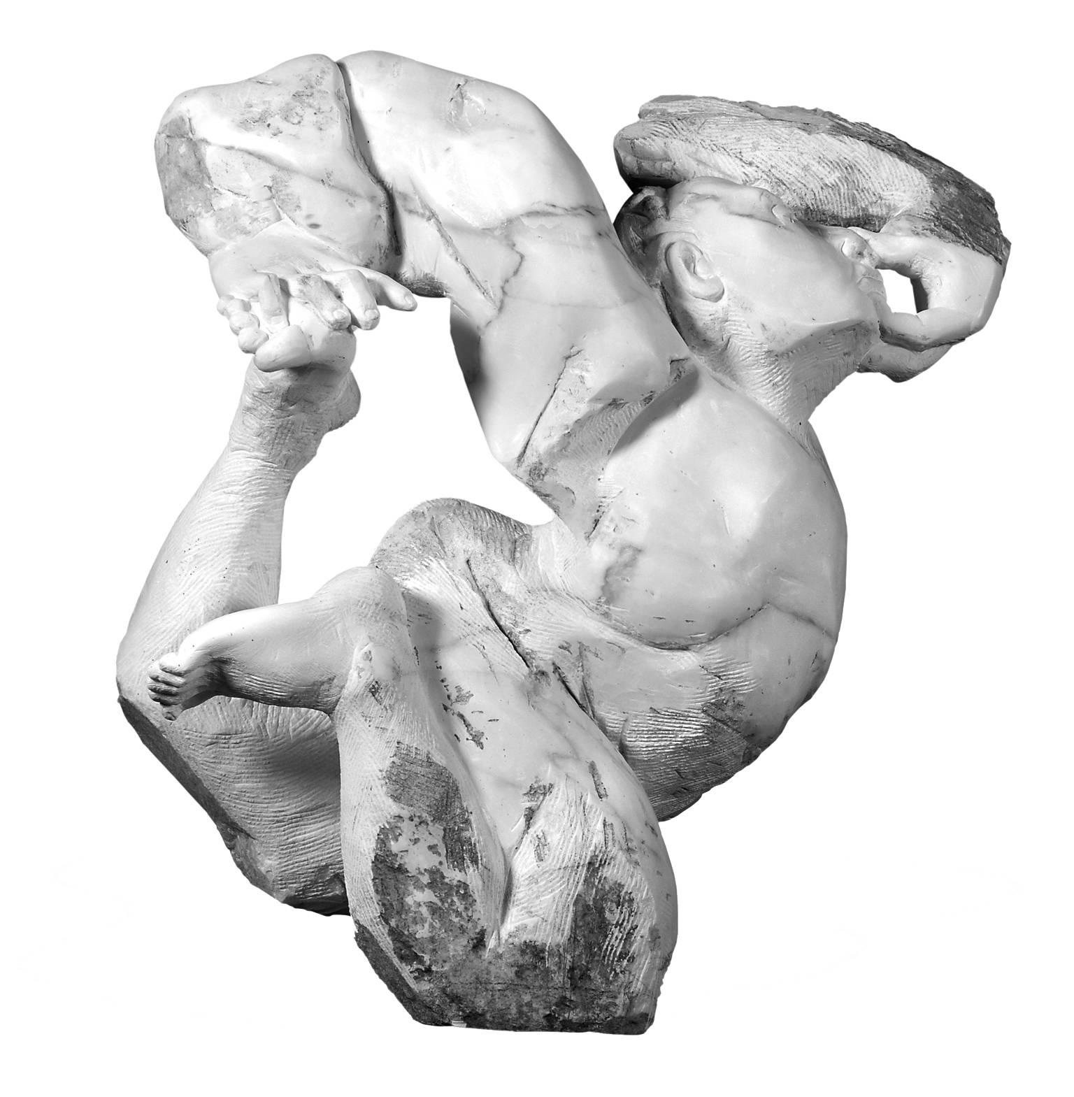 Lorenzo Vignoli Nude Sculpture - Contorsionista - hand carved Italian marble sculpture