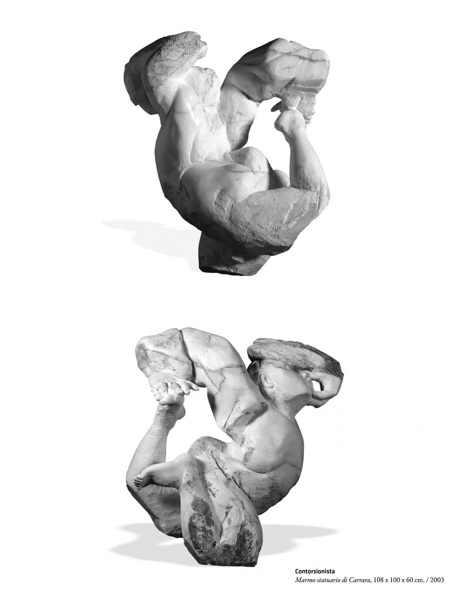Contorsionista - hand carved Italian marble sculpture - Contemporary Sculpture by Lorenzo Vignoli