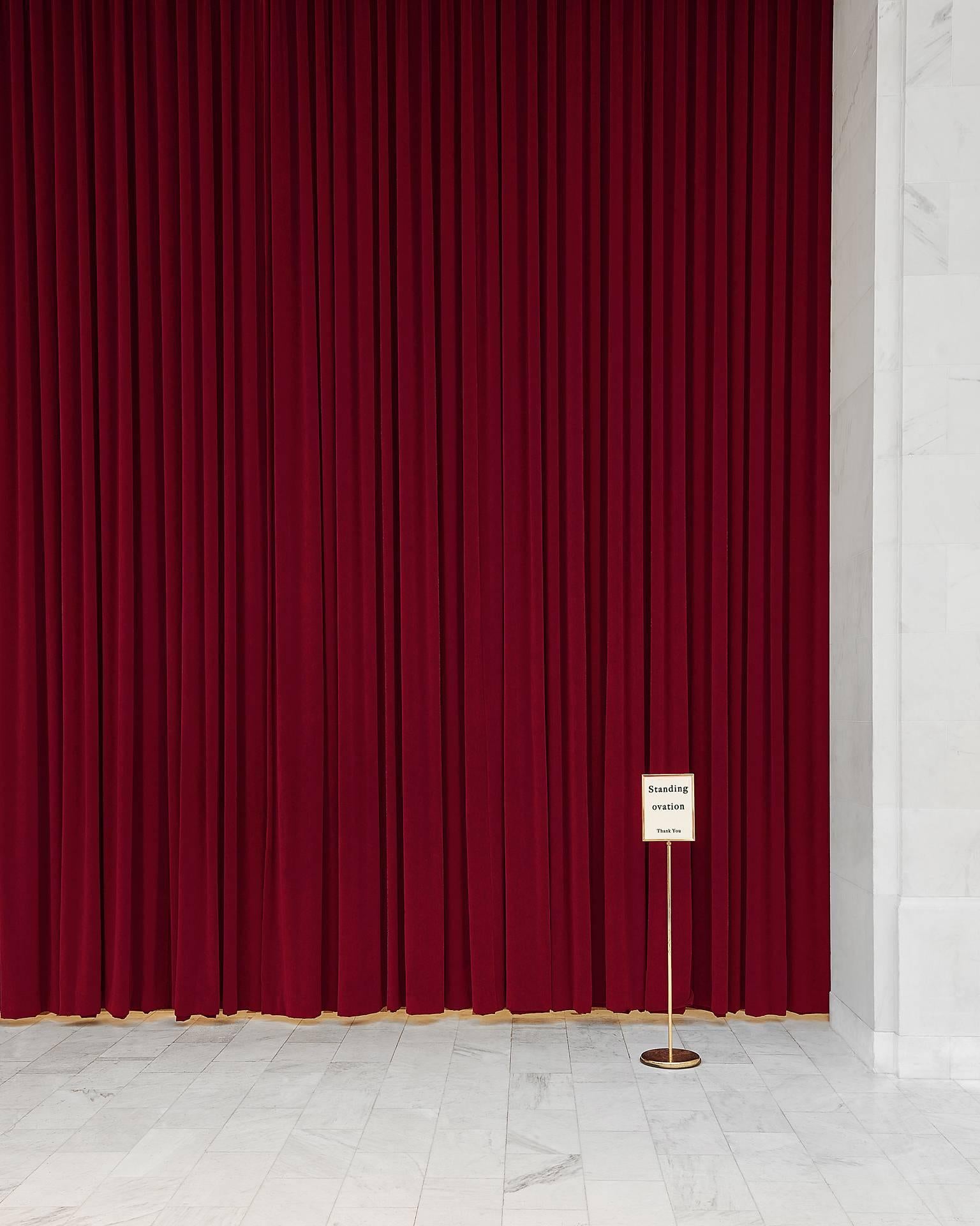 Standing Ovation - conceptual vignette with velvet curtain and marble   - Photograph by Frank Schott
