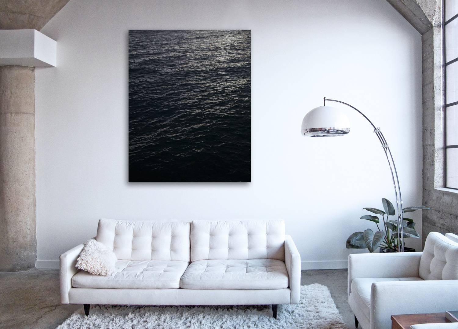 Seascape V - large format photograph of monochromatic black white water surface - Print by Frank Schott
