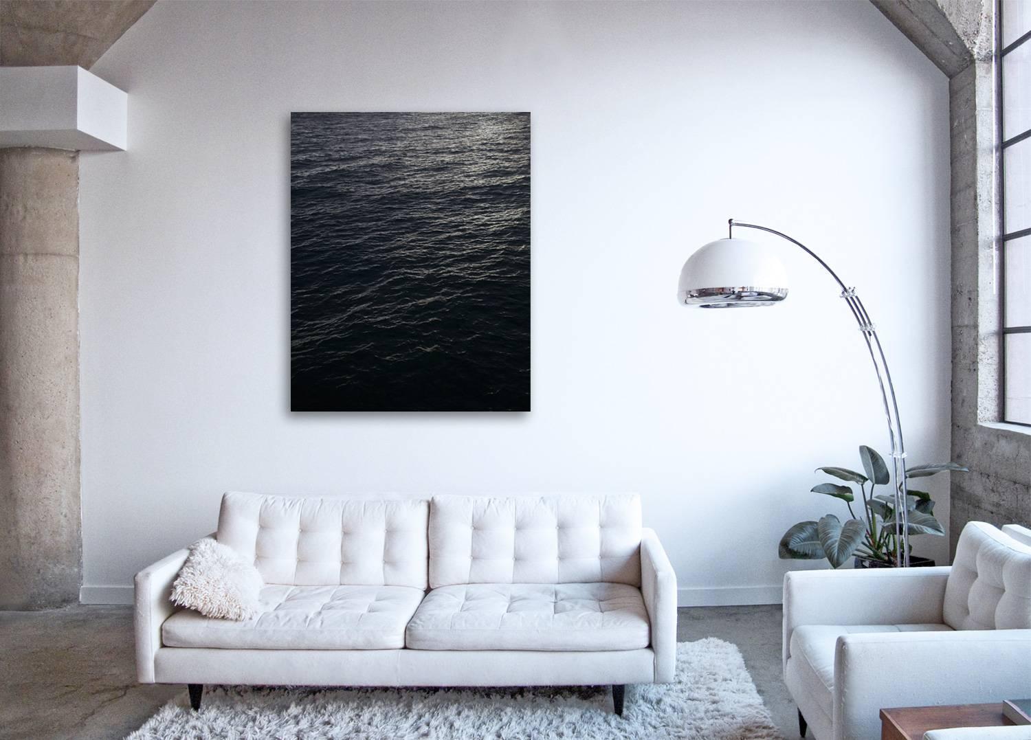 Seascape V - large format photograph of monochromatic black white water surface  - Photograph by Frank Schott