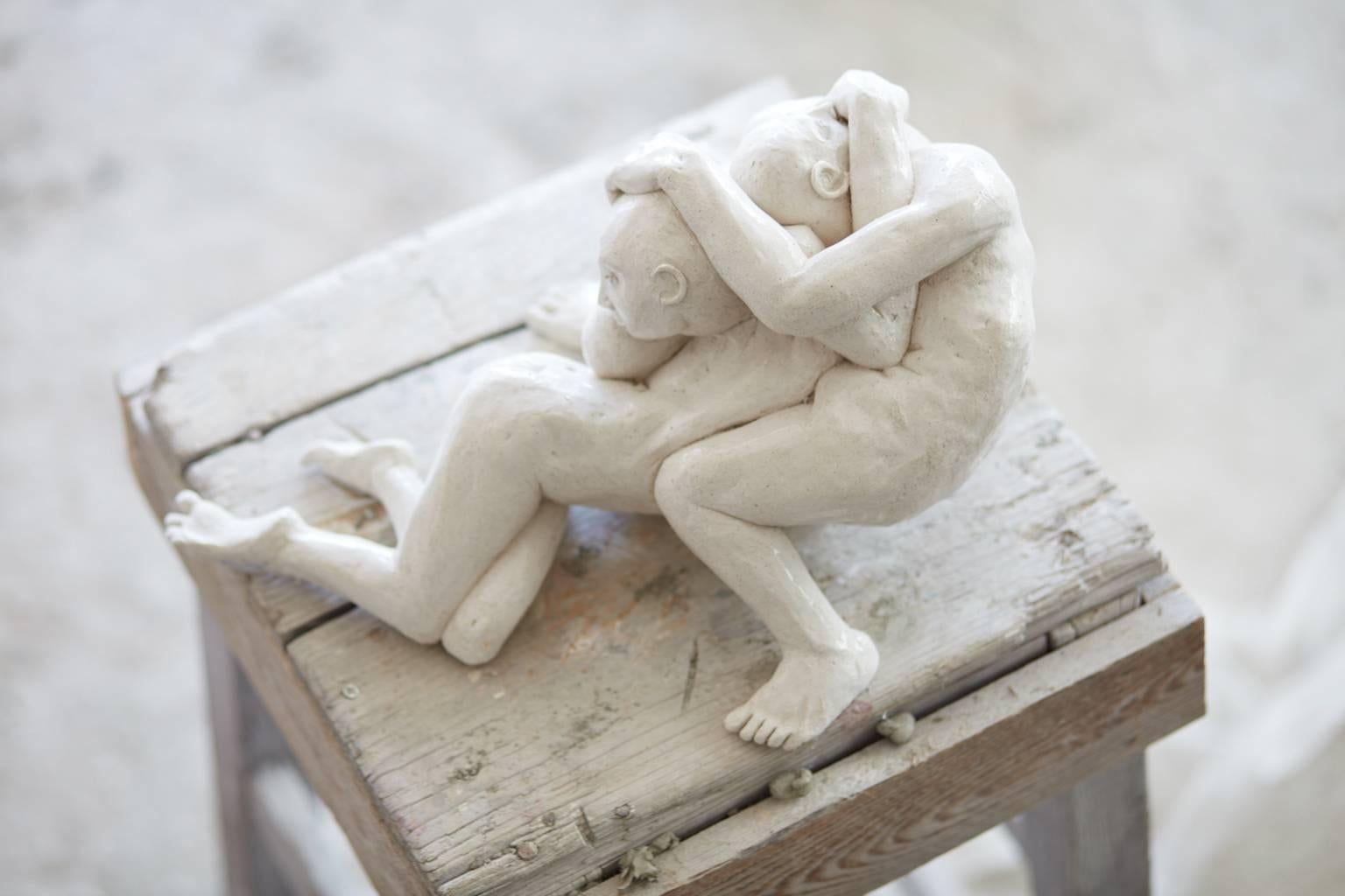 Pieta II - contemporary interpretation of iconic embrace tabletop sculpture  - Sculpture by Lorenzo Vignoli