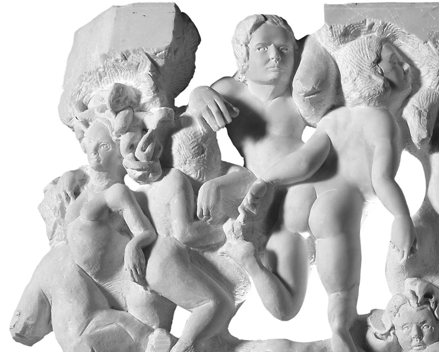 Danza ( Tanz) - handgeschnitzte figurative Fries-Reliefskulptur aus Carrara-Marmor (Zeitgenössisch), Sculpture, von Lorenzo Vignoli