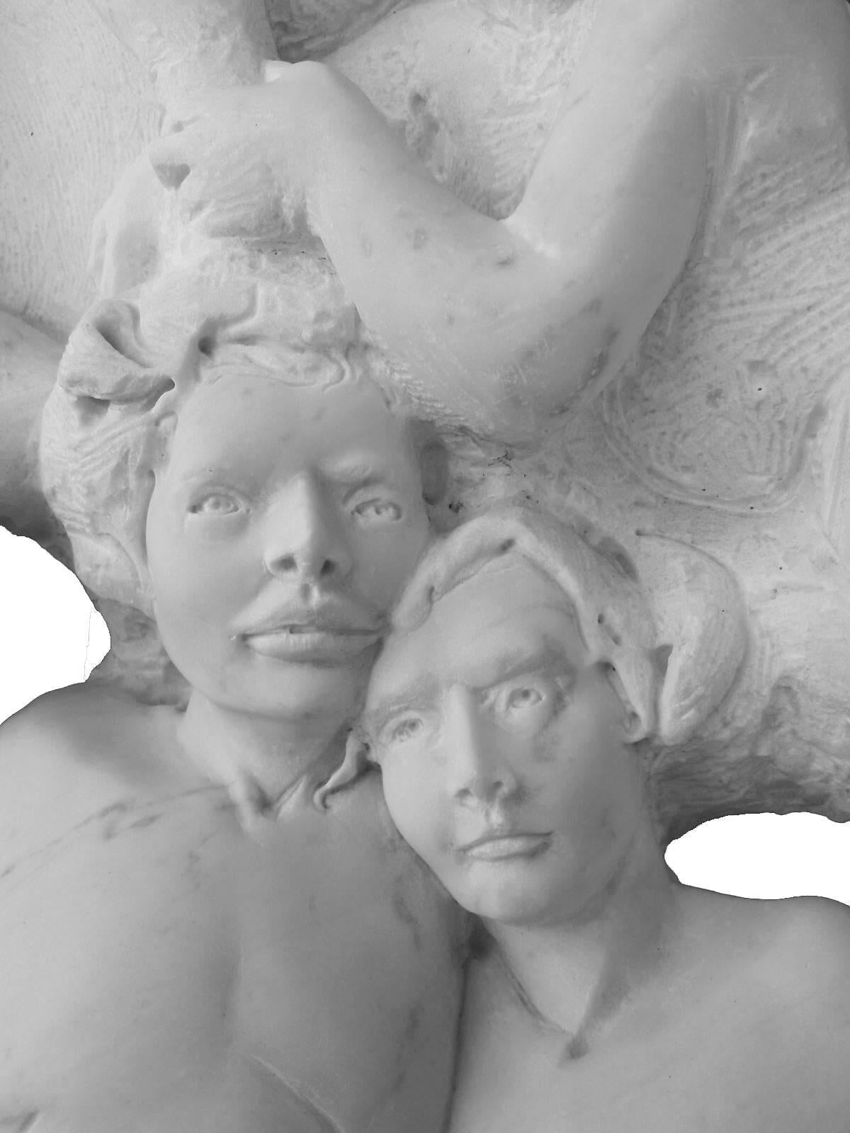 Danza (danse) - sculpture figurative en relief en marbre de Carrare sculptée à la main en vente 1