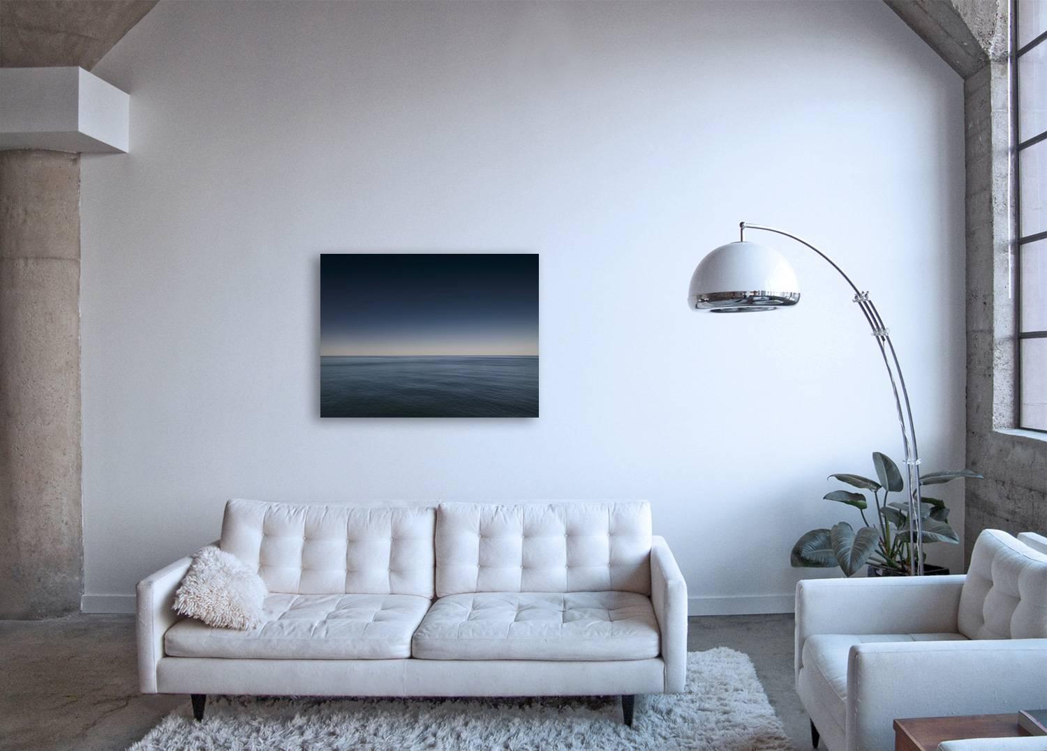 Seascape I (framed) - large format photograph of monochromatic horizon and sea - Photograph by Frank Schott