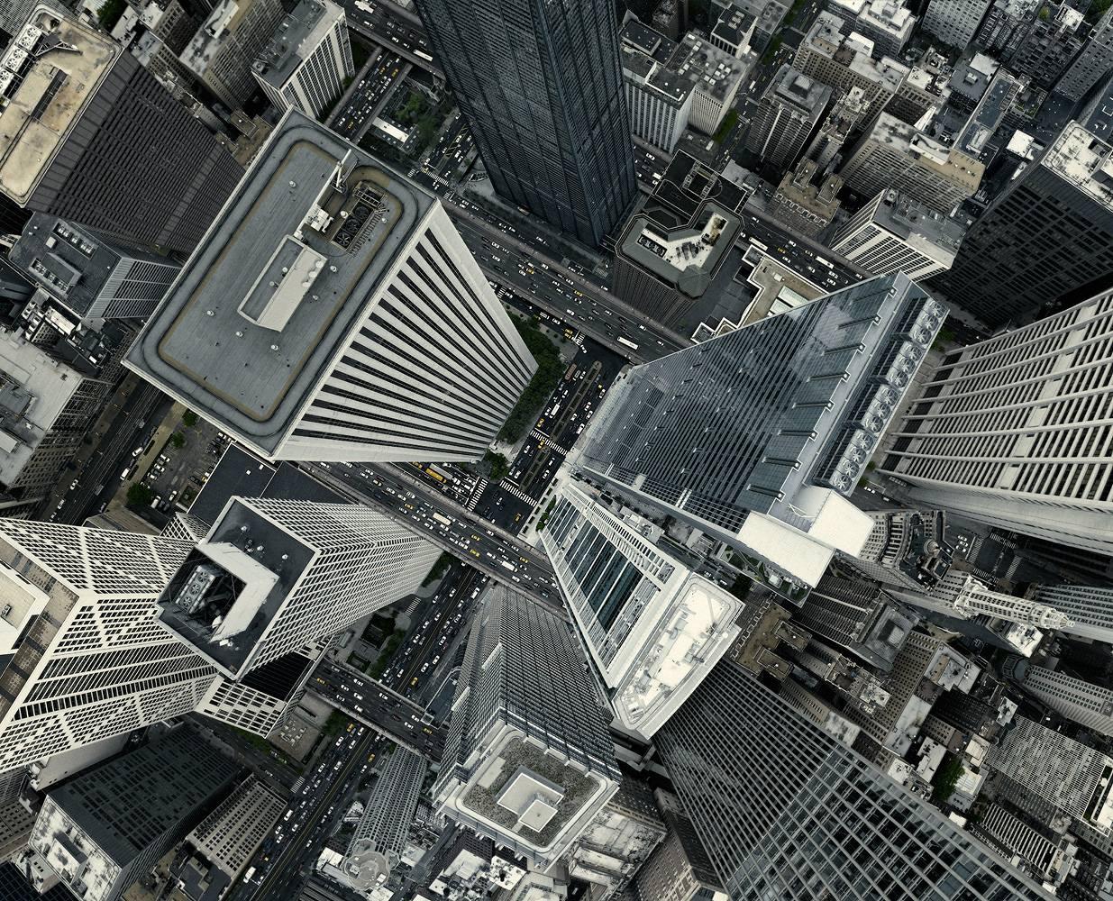 Photographie de paysage urbain à grande échelle d'un point de vue d'oiseau volant