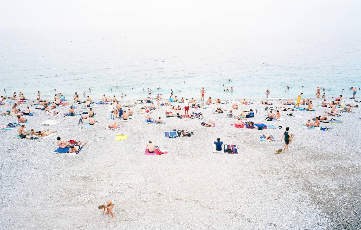 Frank Schott Color Photograph - Nizza - large format photograph of summer beach scene in South of France