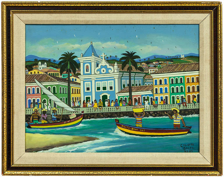 Calixto Sales Landscape Painting - "Salvador Bahia" Latin American Oil on Canvas