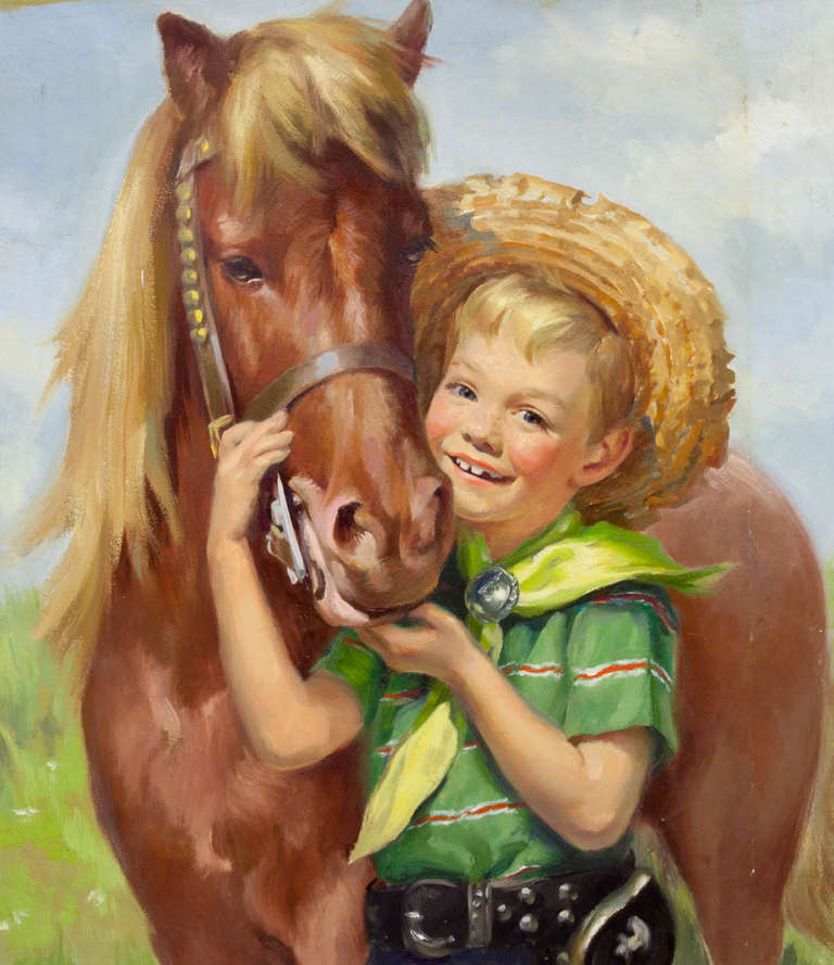 Ariane Beigneux Portrait Painting - Portrait of a Child and Horse