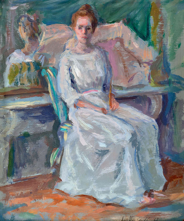 Walter D. Condit Portrait Painting - Untitled (Woman Sitting Before a Mirror)