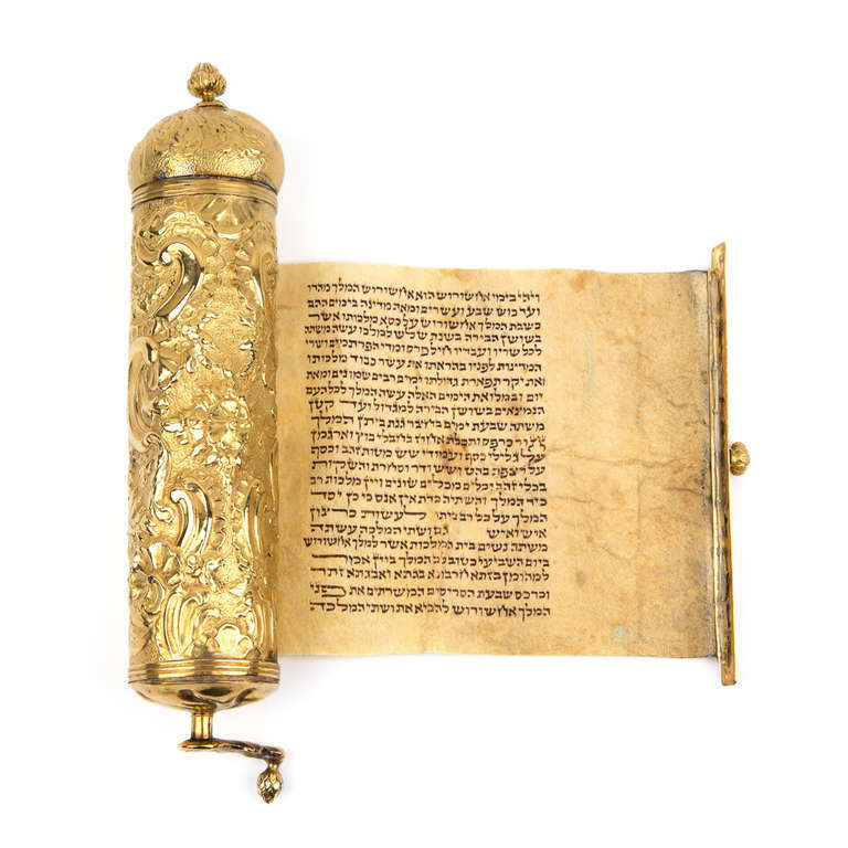 Continental Gold Megillah Case & Scroll - Art by Unknown