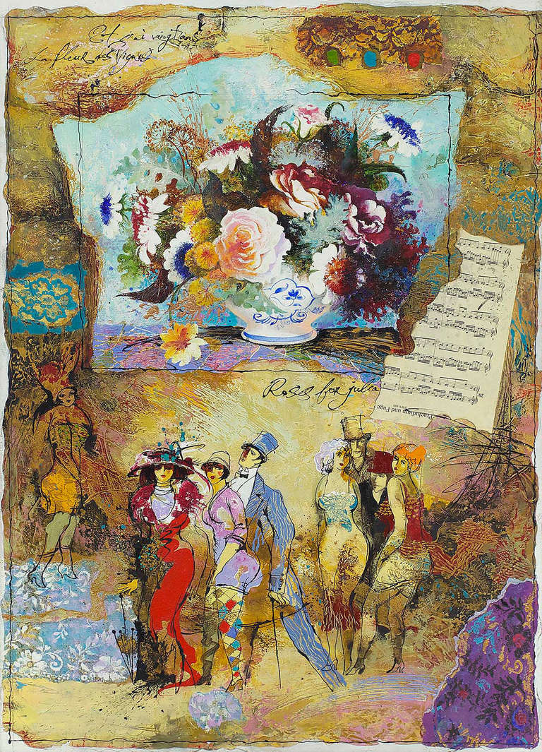 Lovely Party, Mixed Media Collage - Contemporary Mixed Media Art by Alexander Wissotzky