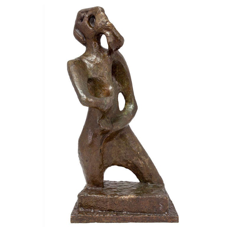 MAURICE SPERTUS 
'Untitled' Bronze Modernist Sculpture (Animalistic Woman) 
SIGNED