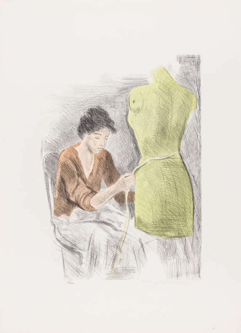 Raphael Soyer Figurative Print - Untitled, (Seamstress) Ed.12/300 Signed