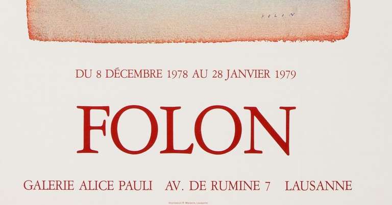Galerie Alice Pauli, Vintage Exhibition Poster - Abstract Print by Jean Michel Folon