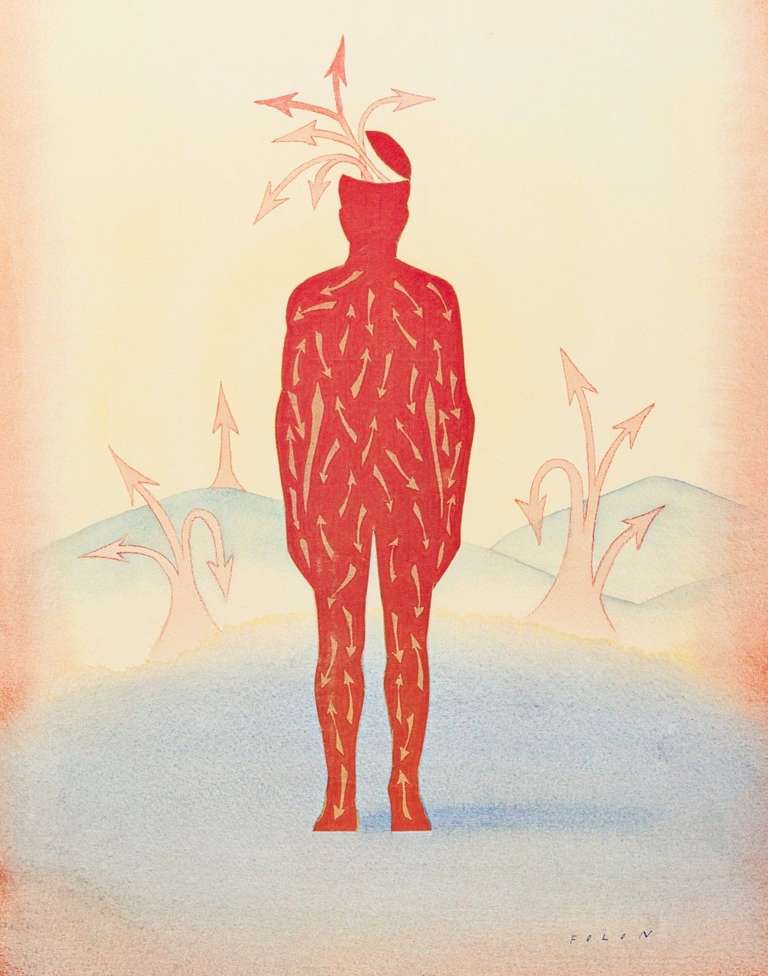Jean Michel Folon Abstract Print - Galerie Alice Pauli, Vintage Exhibition Poster