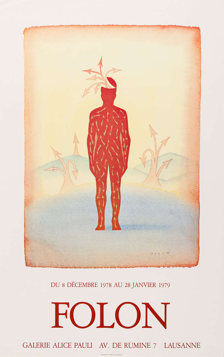 Galerie Alice Pauli, Vintage Exhibition Poster - Print by Jean Michel Folon