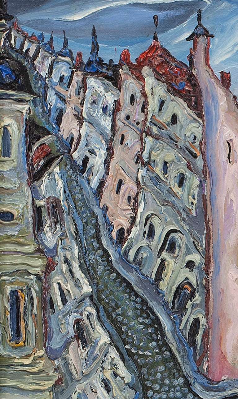 Lvov (Strolling Figure) Post-Soviet Avant-Garde Oil on Canvas, Signed For Sale 2