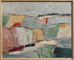 Les lopins, Paesaggio verde, Espressionismo, Texture, Campi, Olio su tela