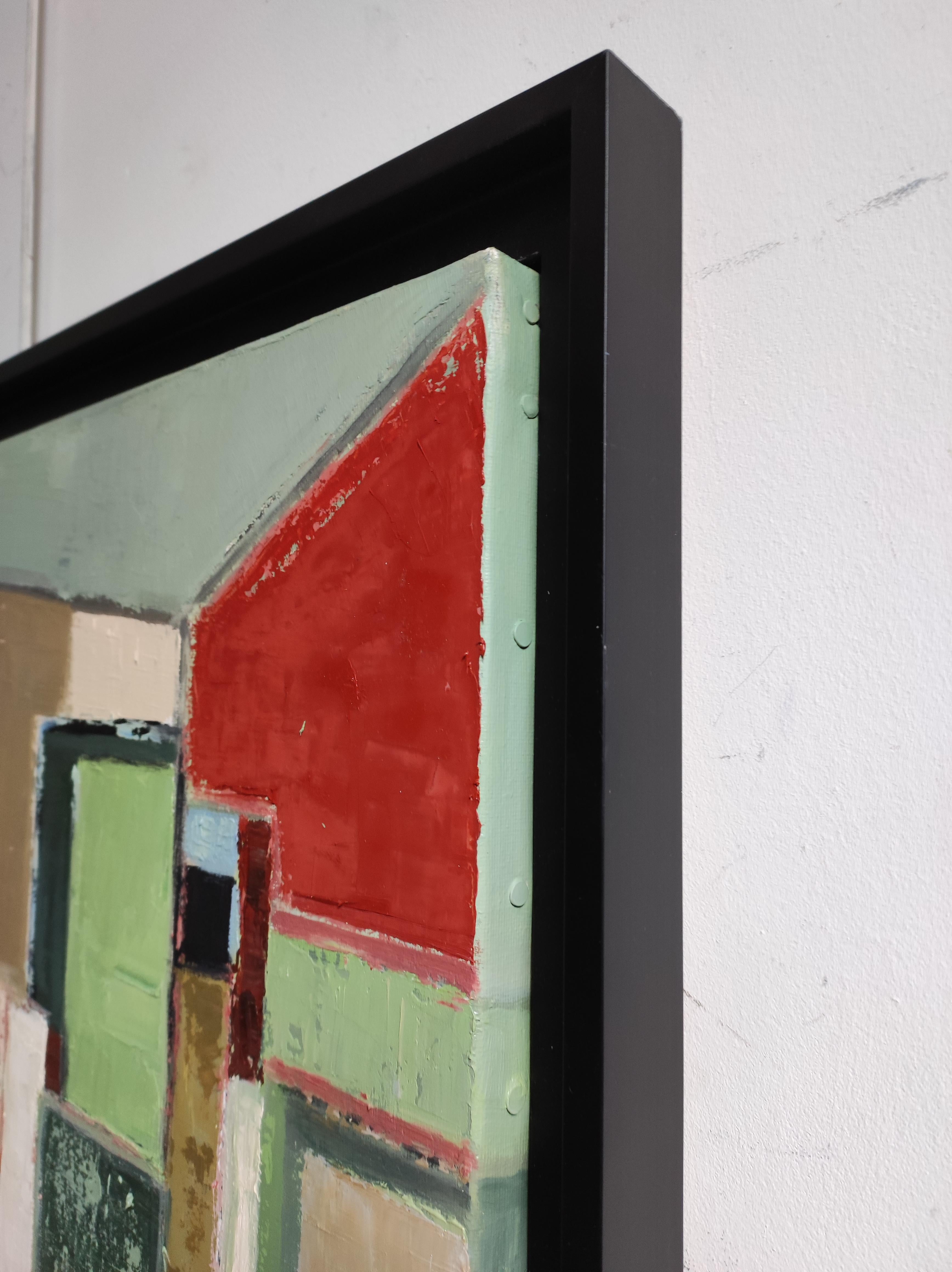 Studio primaverile, Astratto, Verde, Geometrico, contemporaneo, Olio, Minimalismo, Francese 11