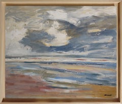 Stormy Sky, Contemporary French Abstract Coastal Landscape Oil Painting