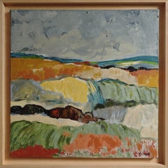 Champs en lumière, Dipinto a olio su tela: paesaggio astratto dai colori vivaci