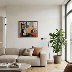 « Lumière d’atelier », peinture à l’huile contemporaine représentant l’intérieur d’un atelier d’artiste moderne