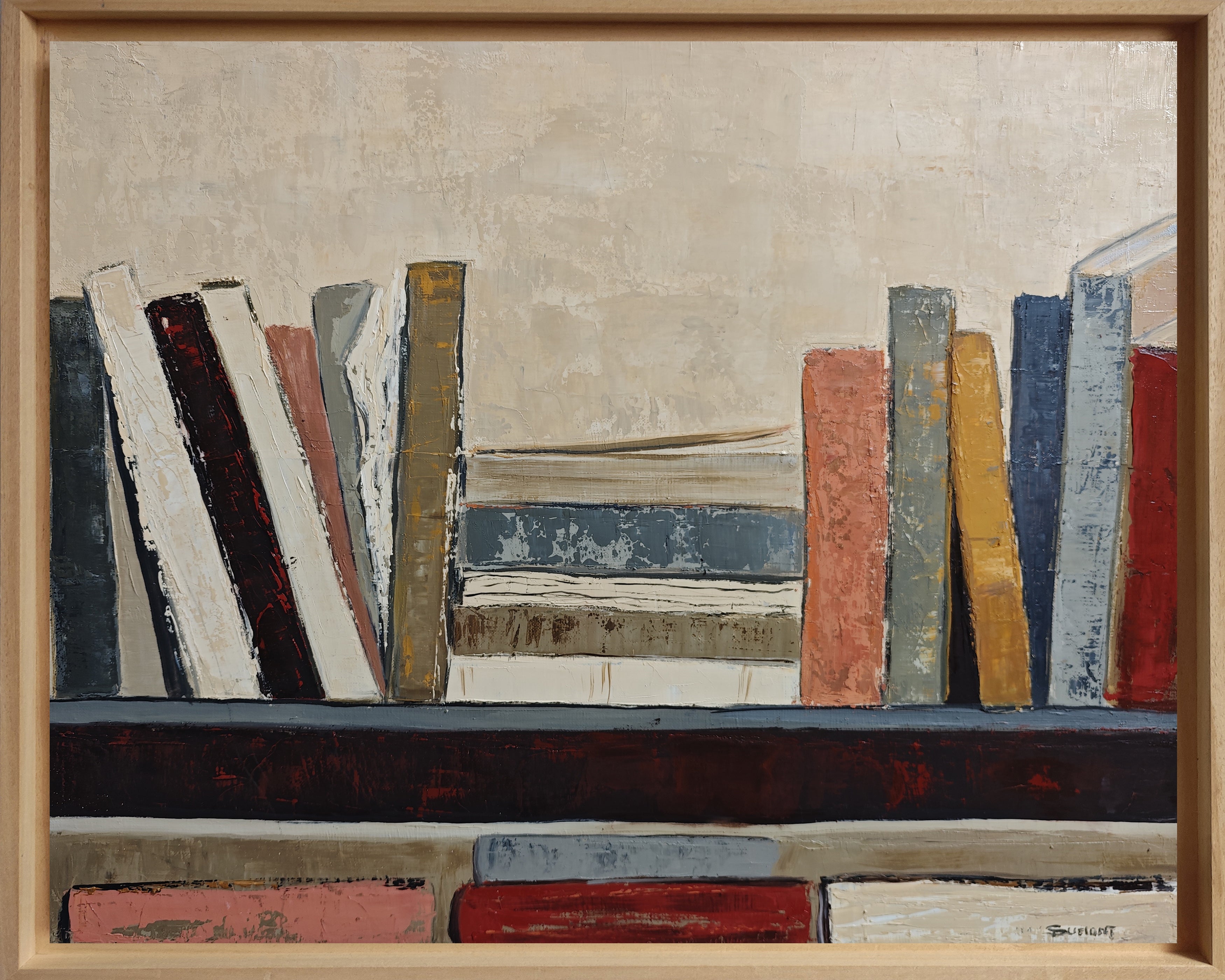 Composition litteraire, Abstract library, Oil painting Contemporary, framed