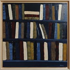 Les veilleurs d'ombre, Large Textured Oil Painting, Geometric, Abstract Library