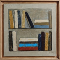 „Point d’Equilibre“, zeitgenössisches abstraktes Ölgemälde aus der Bibliothek, gerahmt