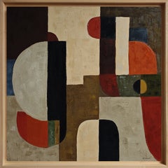 « Intervalles », grande peinture abstraite géométrique contemporaine à l'huile