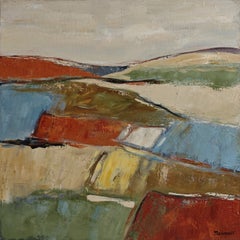 «Vers l’Eclaircie», pintura al óleo contemporánea de paisaje abstracto, enmarcada