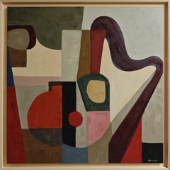 «Contrechant», pintura abstracta geométrica contemporánea de Sophie Dumont, 2026