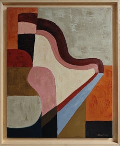 Souvenir d’une harmonie, dipinto a olio astratto geometrico contemporaneo francese