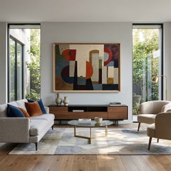 Conjonction, Large Geometric Abstract Oil Painting on Linen, Sophie Dumont, 2026